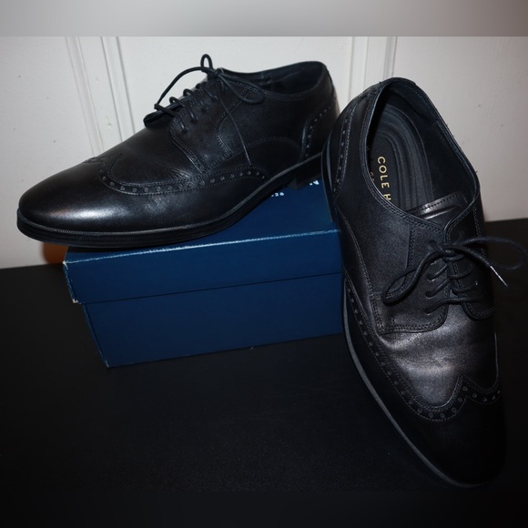 Cole Haan Jay Grand Wingtip Oxford Men Black Shoe Size 9.5 - Picture 2 of 7